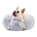 Calming Dog Bed for Small Dogs Round Fluffy Self Warming Pet BedGray Donut Cuddler pet Bed for PuppiesXS Dog Bed Washable.