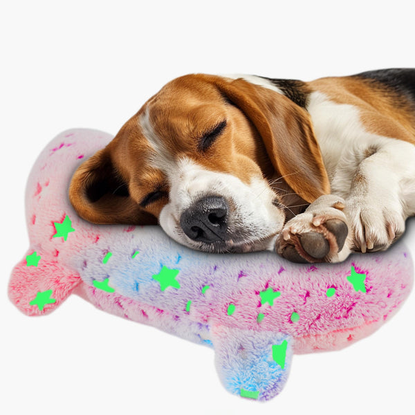 POMESEA Dog Calming Pillow Dog Neck Pillow Soft Fluffy Pet Calming Toy Half Donut Cuddler U-Shaped Pillow for Pets Joint Relief Sleeping Improve (Large Pink)