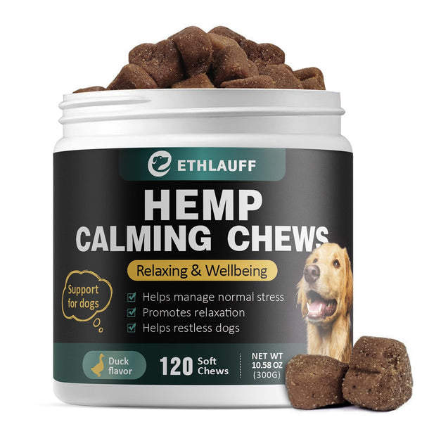 Ethlauff Calming Chews for Dogs | Anxiety & Stress Relief Treats (120 Count, All Breeds)