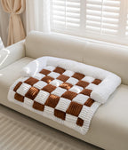 Couch Cover for Dogs Washable Calming Dog Bed Mats Non Slip Pet Bed for Couch Fluffy Cat Mat for Furniture Protector Sofa Cover for Home and Car (Brown 39.3 * 33.4inch)