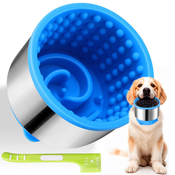 AIERSA Dog Freeze Lick Bowl | Anti-Chew Slow Feeder for Dogs (Metal & Silicone)